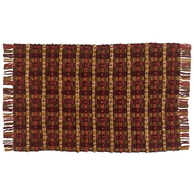 Tapis brun / jaune / rouge en coton tissé à la main Janiris