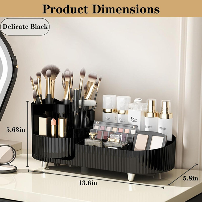 Priella Plastic Makeup Organizer, Black