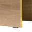 Table basse 47,2 "x 31,4" minimaliste ultrabrillante avec 2 tiroirs, table de canapé rectangulaire multi-rangement avec pieds en grain de bois doré, table de centre moderne pour le salon, blanc