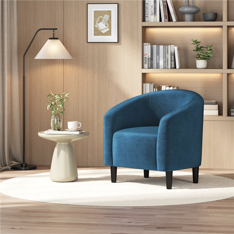 Robeson 28" Wide Velvet Barrel Chair, Pagoda Blue Velvet