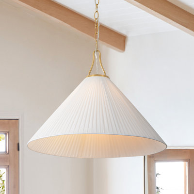 Lunessa 1-Light White Fabric Cone Shade Pendant Light
