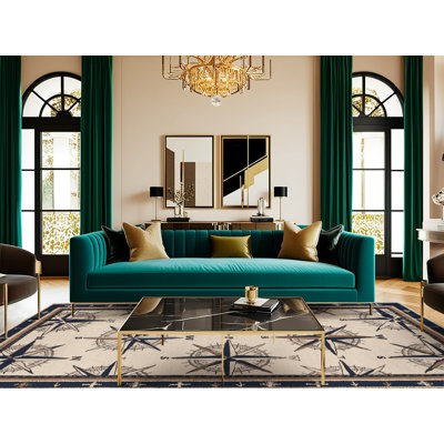 Washable Compass Designs Nautical Area Rug
