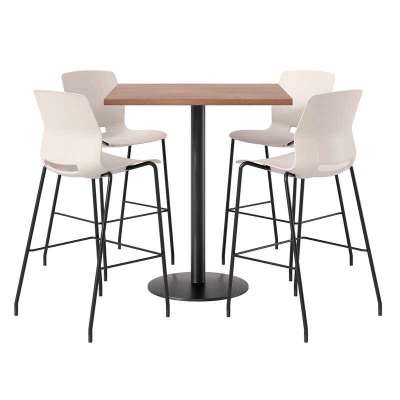 Ensemble repas pour 4 personnes à hauteur de bar, Crème / Noir, Cerise, 29" H x 42" L x 42" W