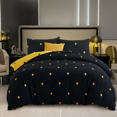 Microfiber Duvet Cover Set Doted With Pillowcases