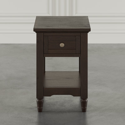 Grishe Modern Transitional Chairside End Table with Drawer and Storage Shelf - Dark Brown