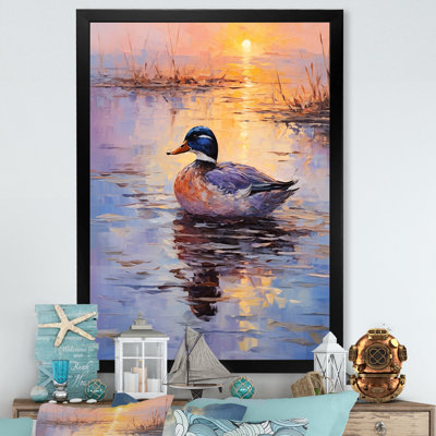 «Twilight Duck At The Lake III» - art mural animal de canard