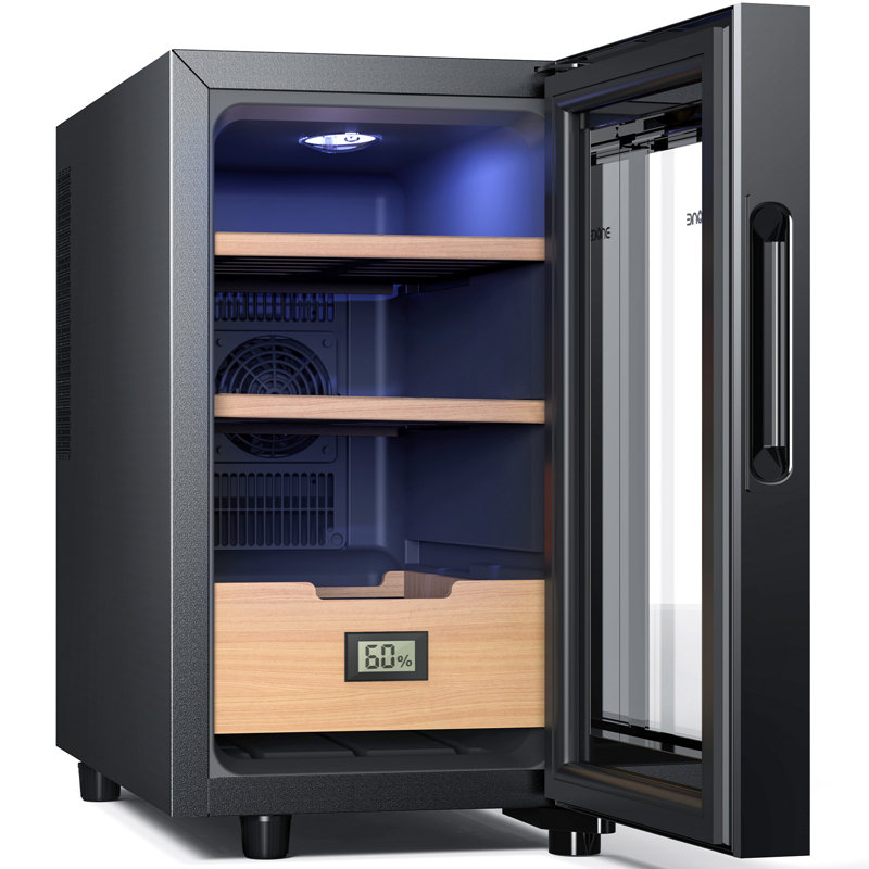 23L Electric Cooler Cigar Humidor with Spanish Cedar Wood Shelves & Drawer (150 Capacity), 20" H x 10" W x 17.8" D