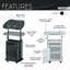 Chariot pour ordinateur portable roulant assis-à-debout, noir avec rangement