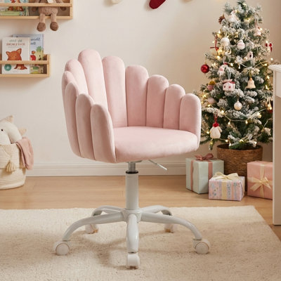 Swivel Kids Desk Chair Upholstered Study Chair For Teenagers, Cute Adjustable Reading Chair With White Legs For Reading Room Bedroom School by Latitude Run