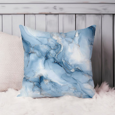Abstract Blue Marble Agate Geode III Modern Throw Pillow Cover
