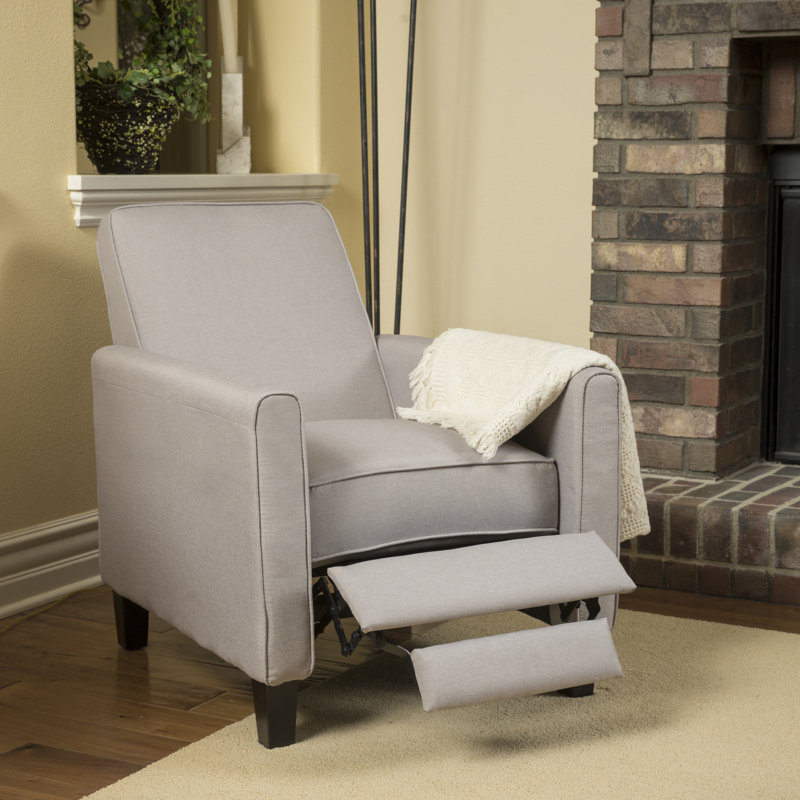 Cantalupo 26.75" W Manual Push Back Upholstered Club Recliner, Wheat Polyester