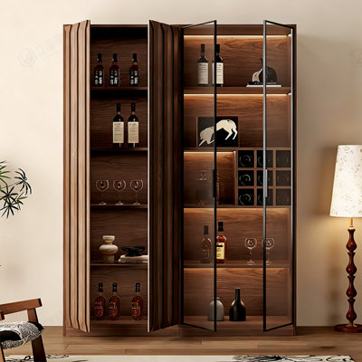 Grande armoire à vin avec porte en verre de couleur noyer de style chinois 62,99 po