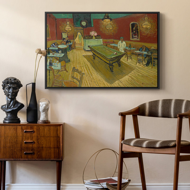 The Night Café, 1888 - Vincent van Gogh - Toile tendue avec châssis, 24 po x 36 po, Noir