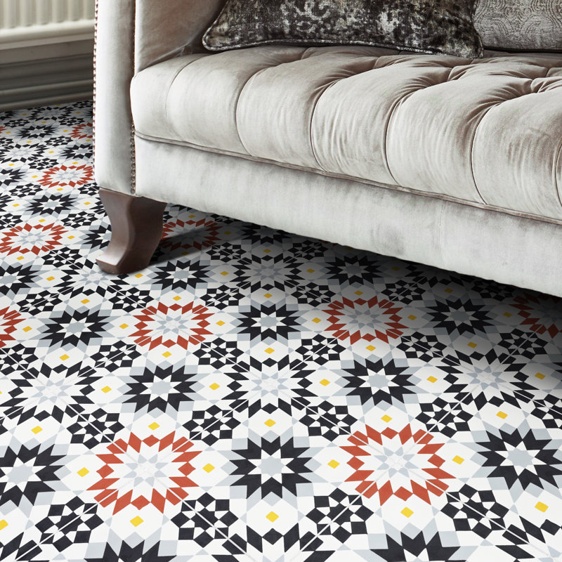 Semara 8" x 8" Cement/Marble Patterned Wall & Floor Tile