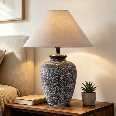Lampe de table 23 po en céramique texturée avec ampoule DEL pour le salon