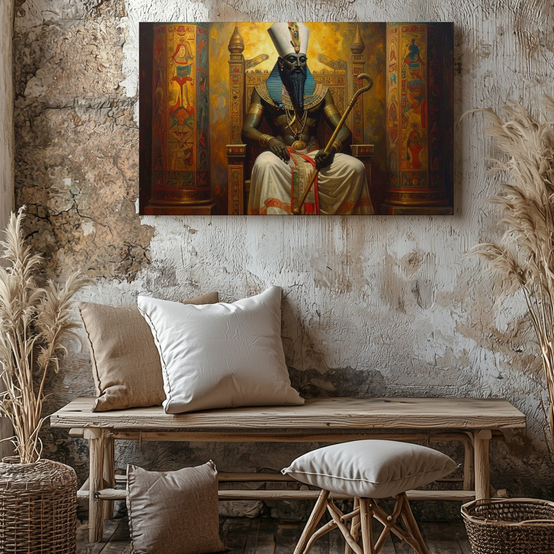 Toile murale trône Osiris, dieu égyptien de l'au-delà, H 9 po x l 12 po