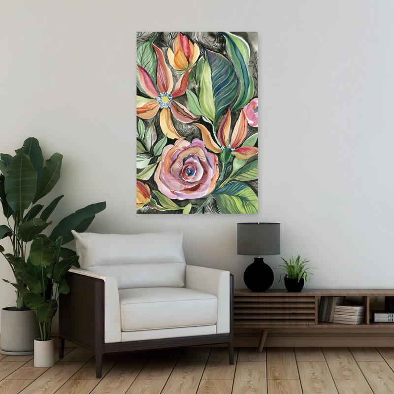 Whimsical Garden Flower Art, 36" H x 24" W