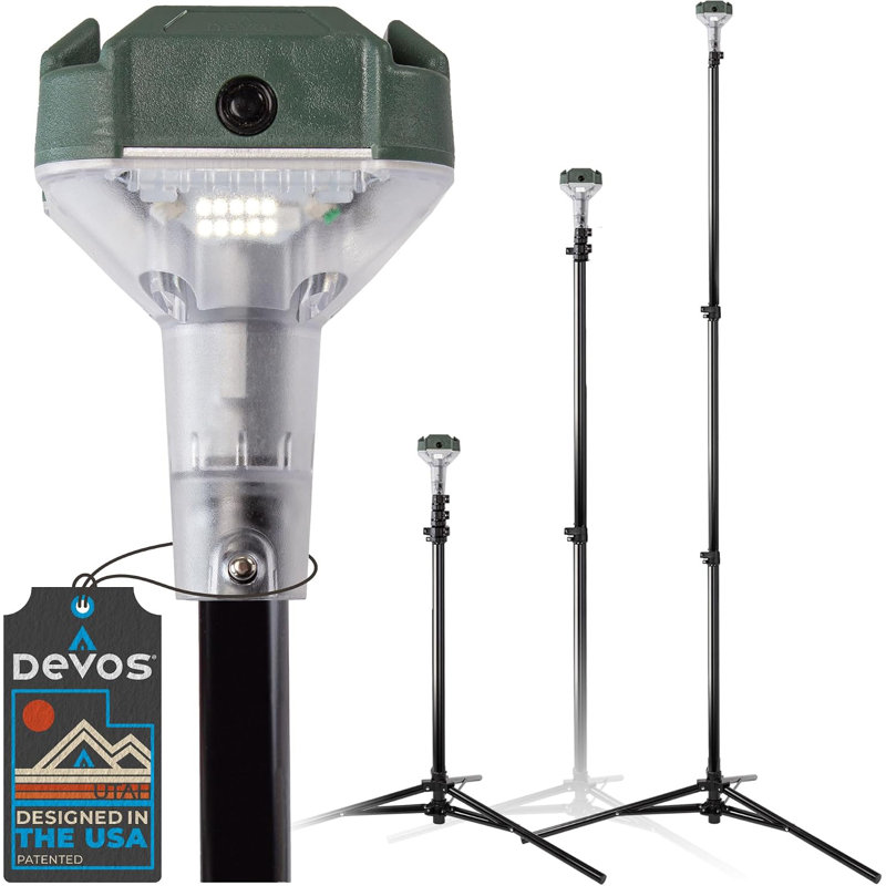 Devos Outdoor LightRanger 800 Lumen Lantern - Rechargeable Telescoping LED Lantern, 8ft Tall, 30-Hour Runtime, Illuminates 40ft Area, Adjustable Height