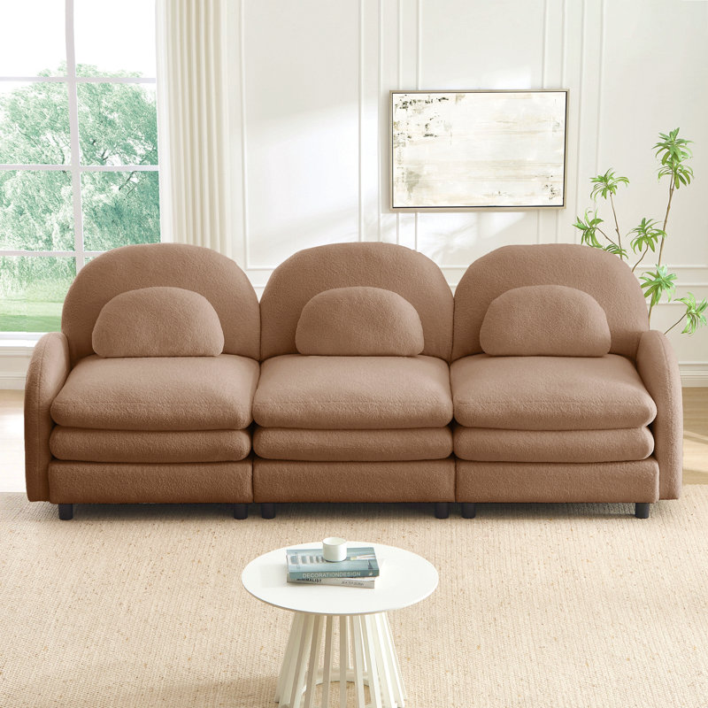 Canapé 3 places Teddy, Chameau, H 35,4 po x l 98,2 po x P 38,8 po