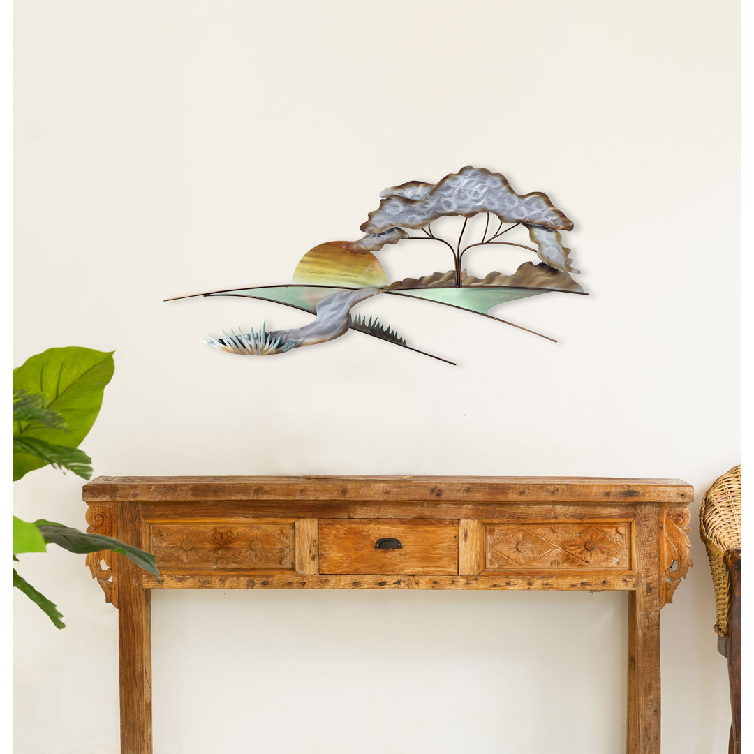 Handmade Coastal Landscape & Nature Wall Decor on Metal Bayou Breeze