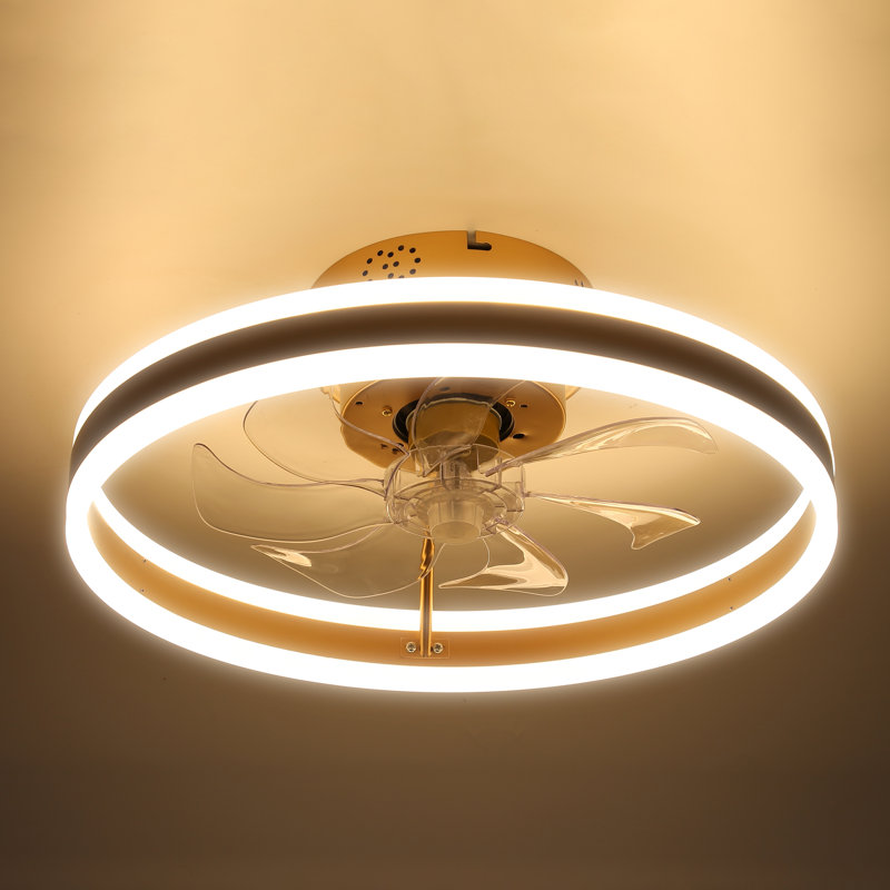 20" Ikeoluwa Modern Flush Mount Ceiling Fan with Dimmable LED Light Kit Remote and APP Control LowProfile Reversible DC Motor Fan for Bedroom