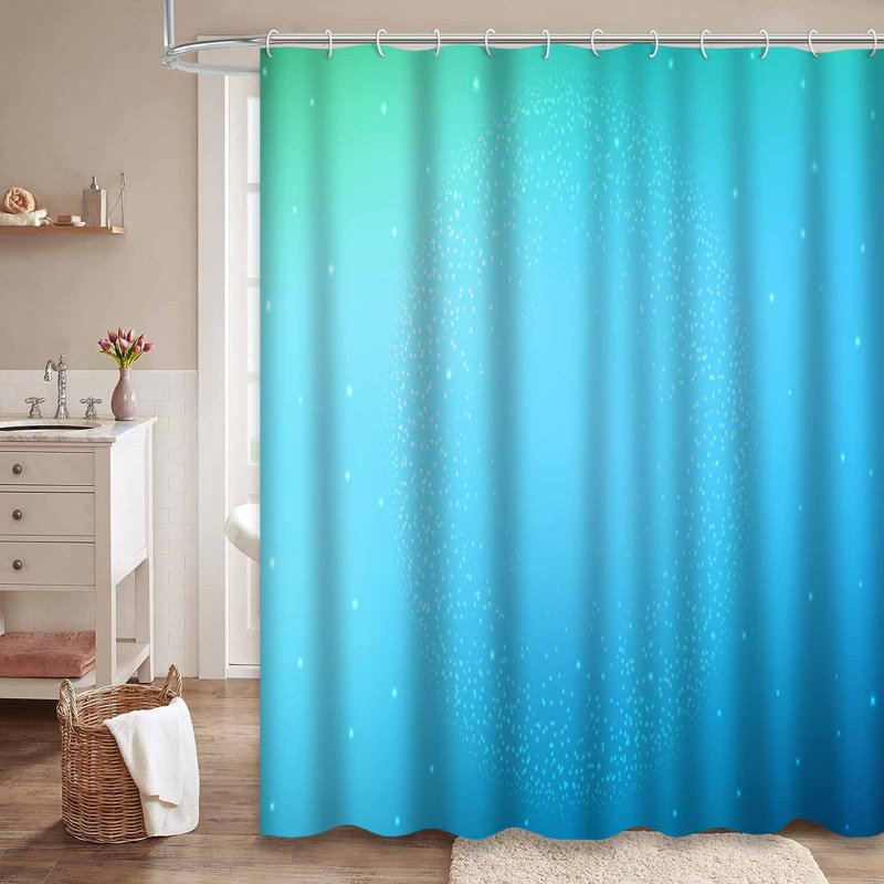 Rideau de douche bleu clair et vert clair avec 12 crochets, L 72 po x l 78 po