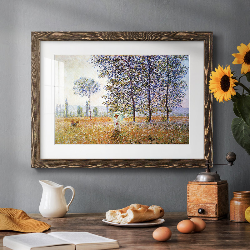 Peupliers dans la lumière du soleil par Monet - impression d'un seul cadre photo, Noyer, H 18 po x l 26 po x P 1,5 po