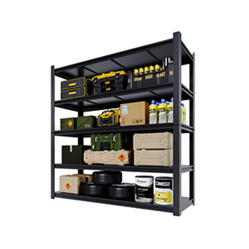 59" Wide Black Metal Shelves, With 5 Removable Dividers, Large Capacity, Strong Load Bearing, Suitable For Garage, Kitchen And Office.