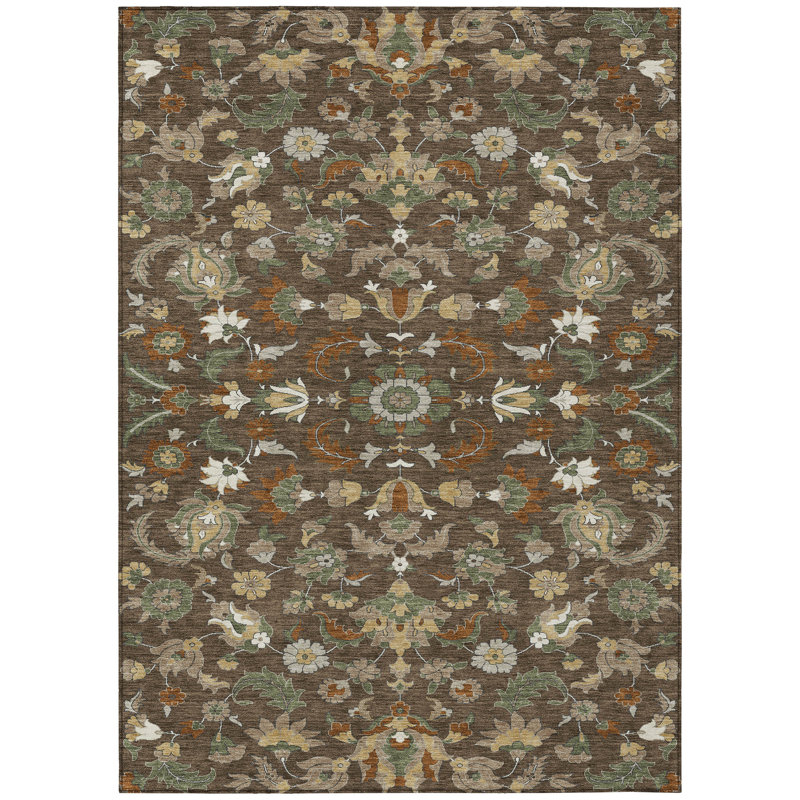 Machine Washable Indoor/Outdoor Chantille ACN2473 Global Rug, 8' x 10', Chocolate