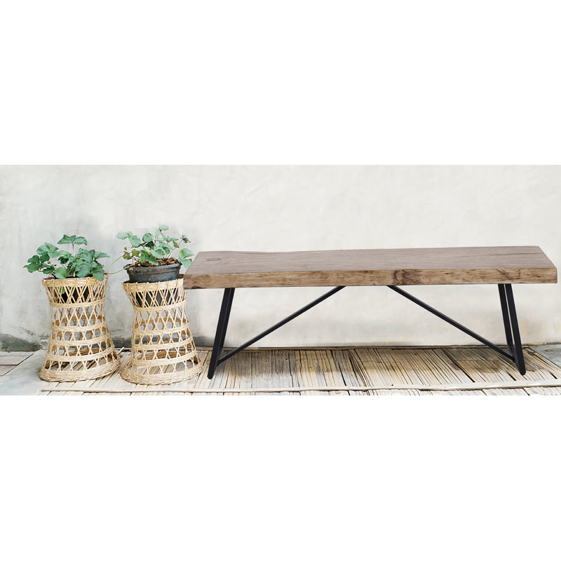  Live Edge Oak Style Bench 