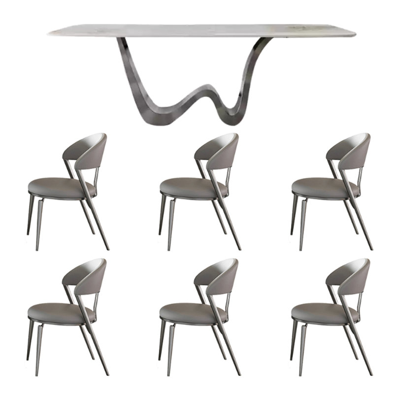 Table et chaise de salle à manger à la mode, H 29,5 po x L 62,9 po x l 35,4 po, 7
