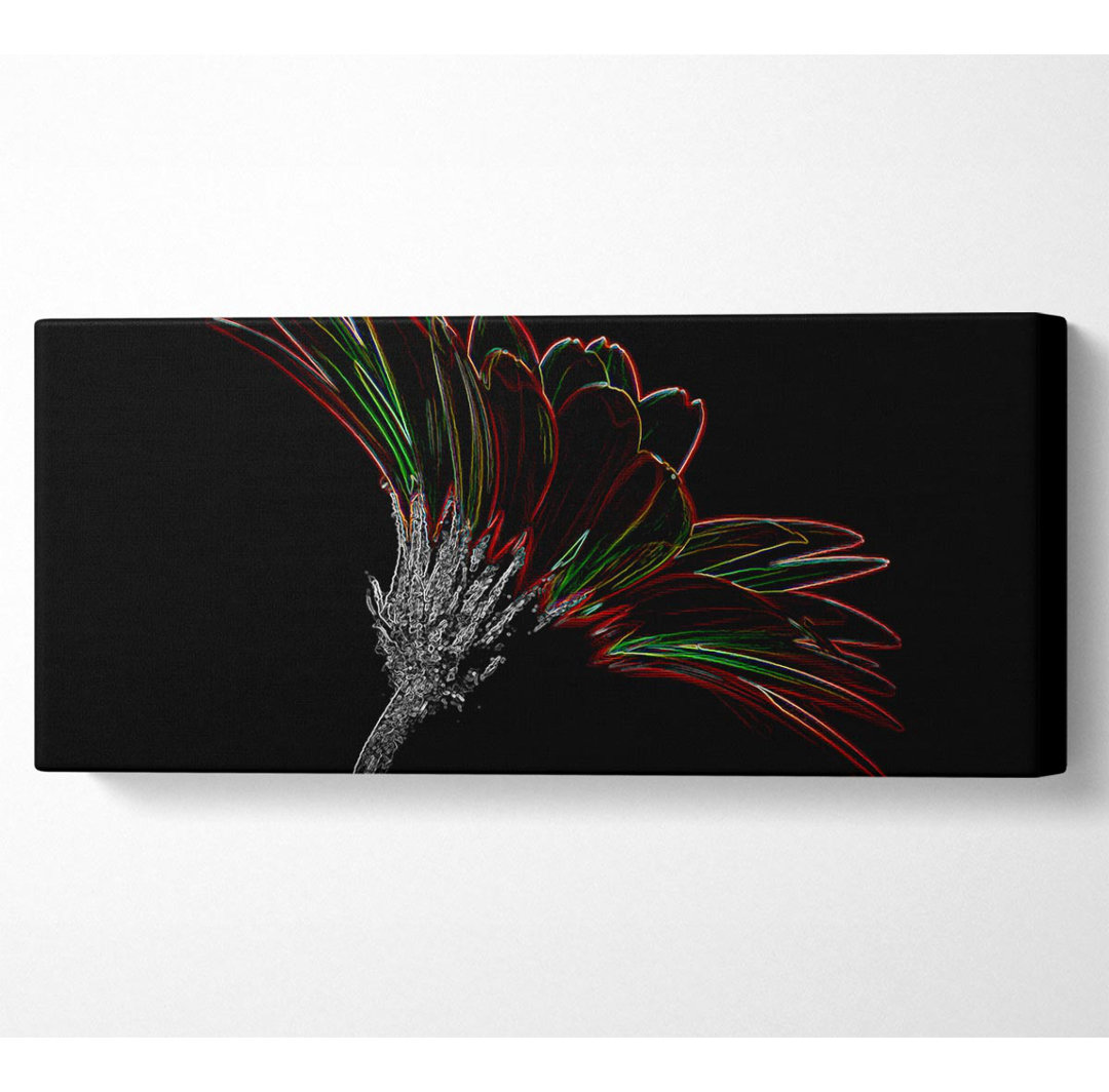 Abstrakte Neon Floral Delight Panoramaleinwand