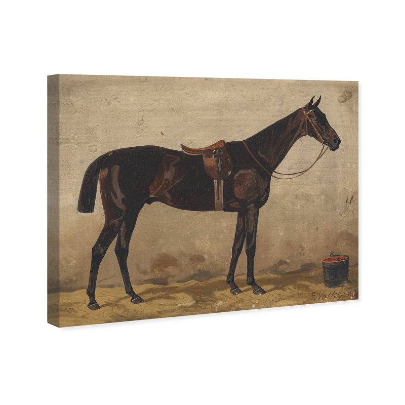 Brauner Im Stall Farm Animals par Emil Volkers - sur toile, H 20 po x l 24 po, Toile tendue
