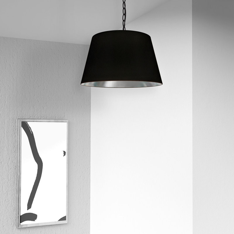 Onald 1 - Light Single Pendant, 7" H x 32" W x 32" D, Black/Gray, Black