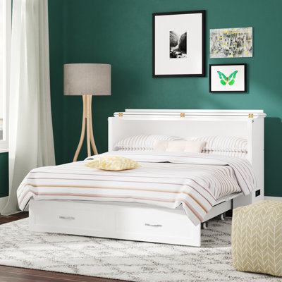 Atiyah Murphy Bed Chest with 6" Mattress, Storage and Built-in Charger