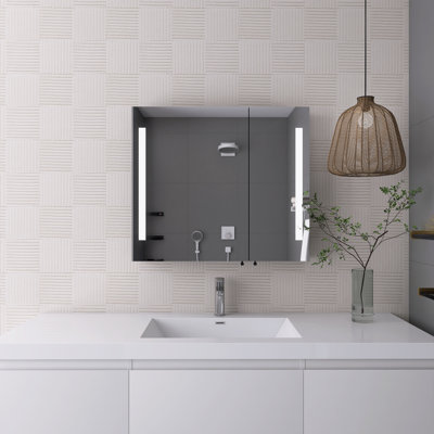 Jhanya 30'' W 26'' H Surface Framed Medicine Cabinet Mirror 2 Fixed