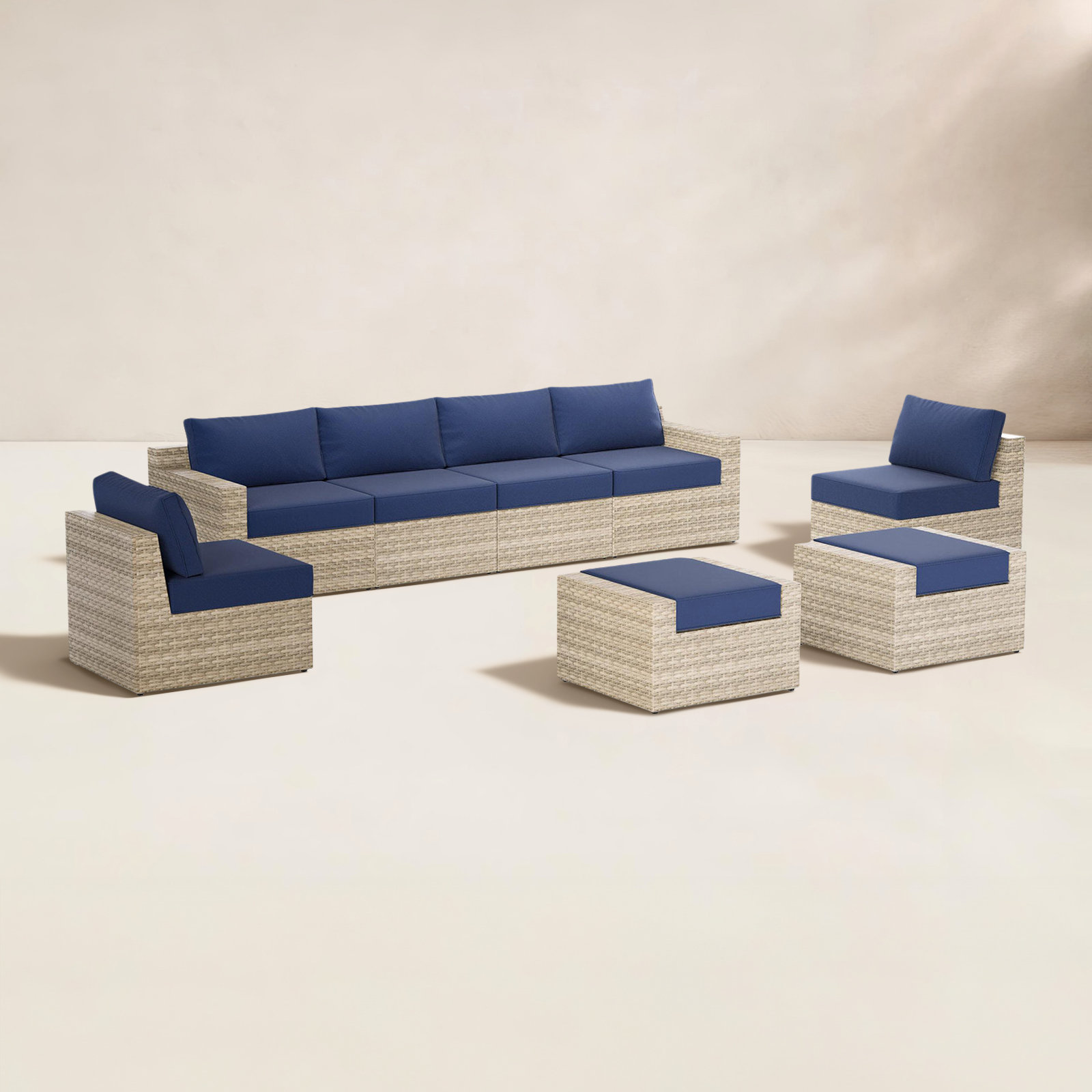 Eastford 121" Patio Sectional, Blue