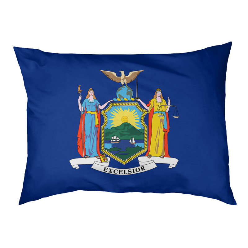 Coussin de concepteur new york flag Burien, L 42 po x l 52 po, Noir