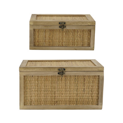 S/2 Wood Box L:12x7.5x6" S:10x5.5x4.5"