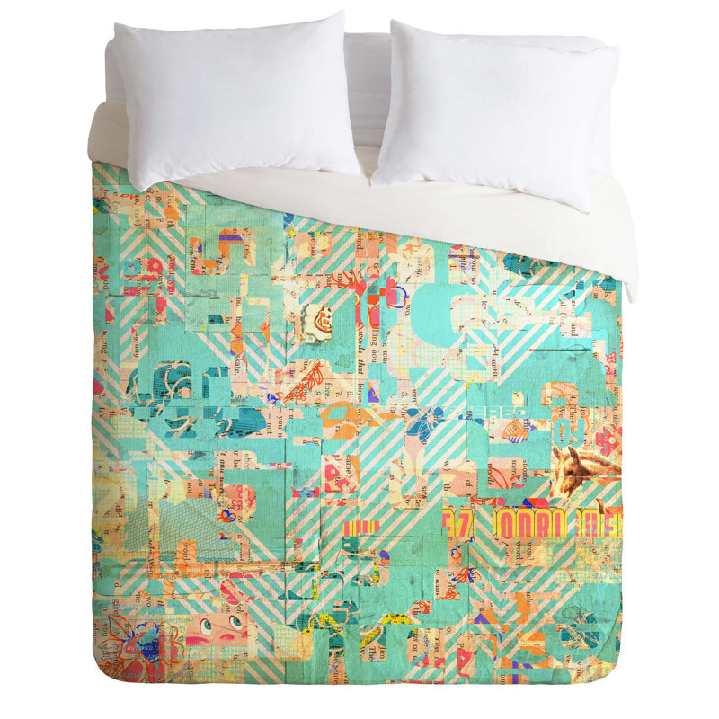 Ensemble de housse de couette bleu Mik, Housse de couette pour grand lit et 2 taies décor