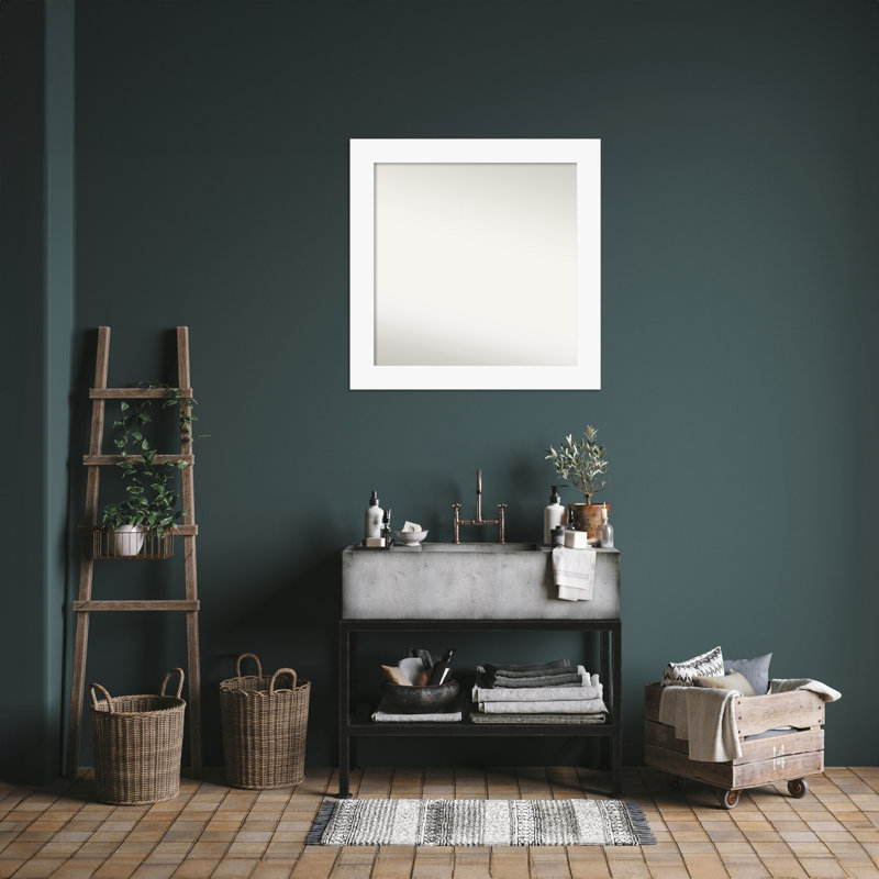 Miroir mural Jini, Blanc, 31,5 po x 31,5 po, Carré