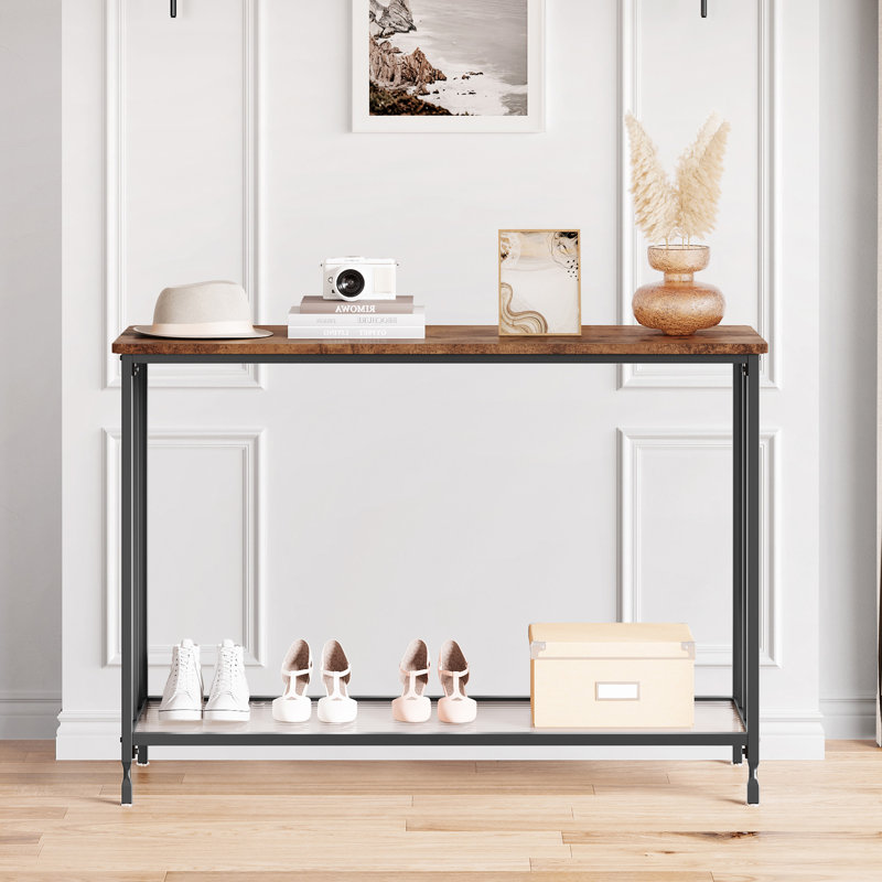 Console 41,5 ", tables de canapé, table d'entrée étroite avec tablette en verre