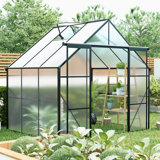 Base surélevée en polycarbonate à double porte et serres en aluminium robustes pour une cour extérieure en toute saison