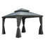 Abri de jardin à toit rigide 12 pi x 12 pi, pavillon de jardin extérieur en aluminium avec double toit en acier galvanisé, abri de jardin permanent avec système de drainage, rideau et filet inclus, gris