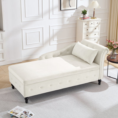 Méridienne surdimensionnée rembourrée en velours avec rangement caché L 74 po Maci