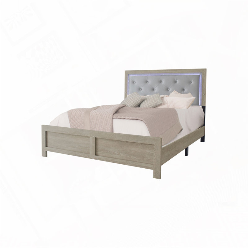 Très grand lit à panneau Modern, Beige, Grand