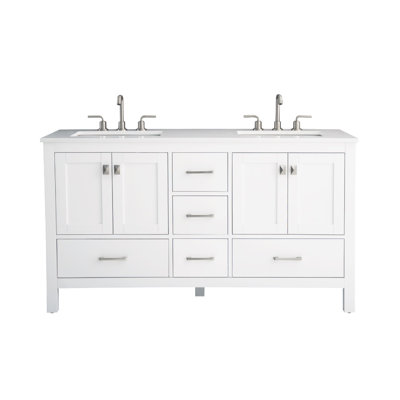 Philant 60" Double Bathroom Vanity with White Quartz Top
