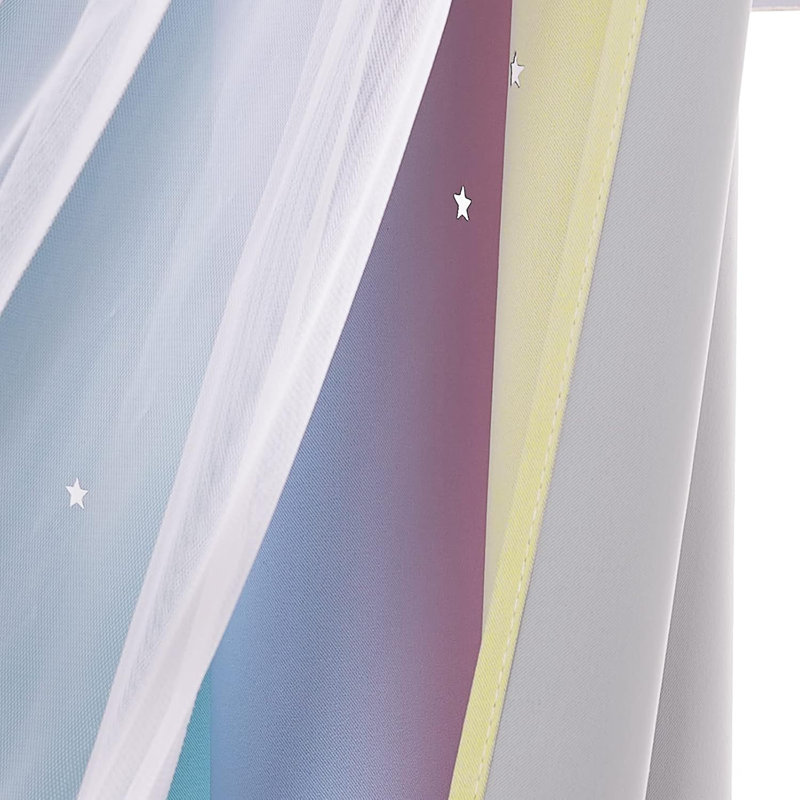 Polyester Blackout Grommet / Eyelet Curtain Pair, Yellow/Pink/Blue