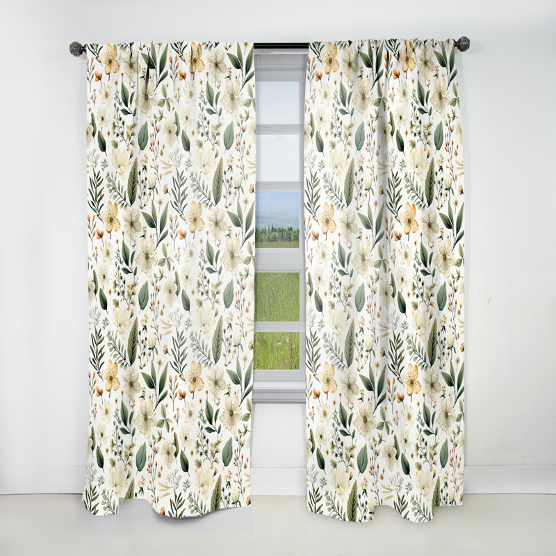 Motif bohème Botanical Neutrals - rideau en velours bohémien - obscurcissant - 1 panneau, L 52 po x L 108 po