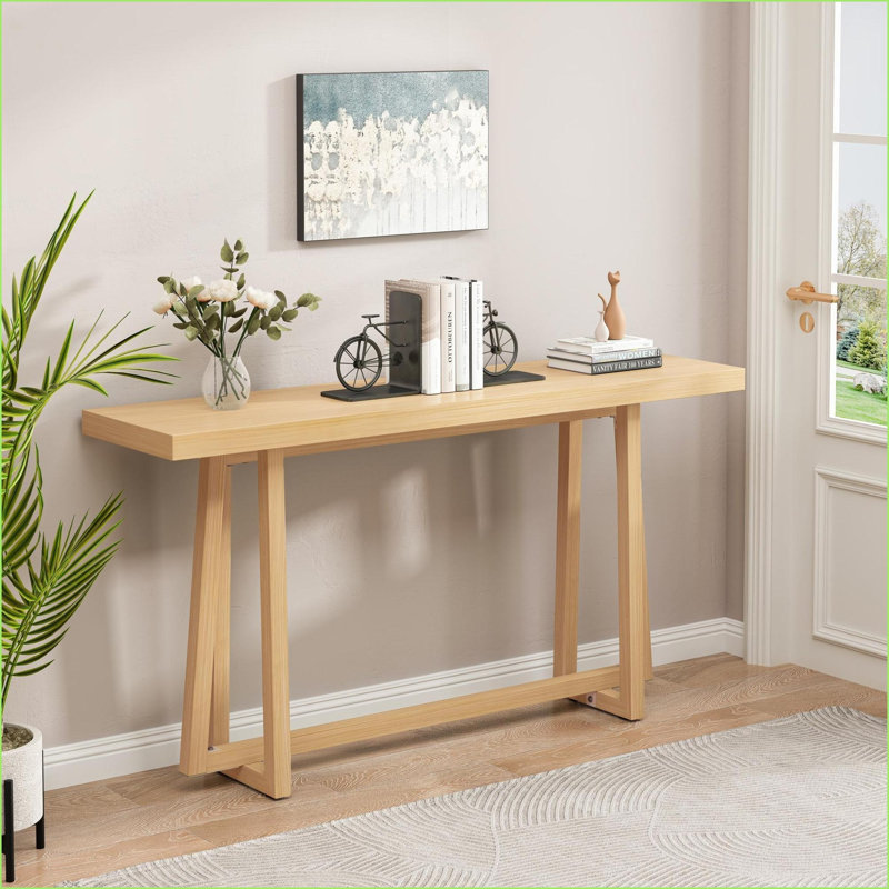 Table basse d'apparence en bois naturel pour le salon, rectangulaire de 59,84 po, charge robuste de 220 lb, facile à assembler et amp; Propre